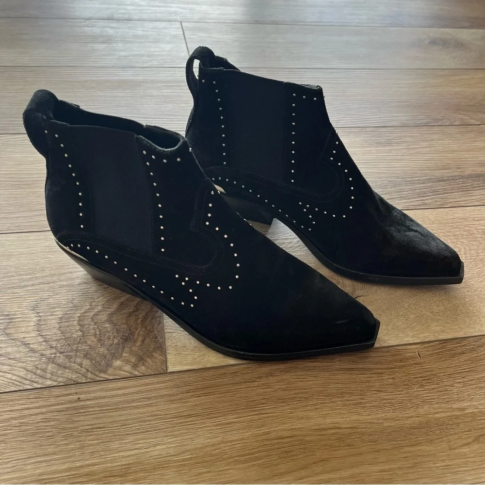 NWOT Rag & Bone Size 5 / 35 Black Suede Westin Bootie Boots Stud